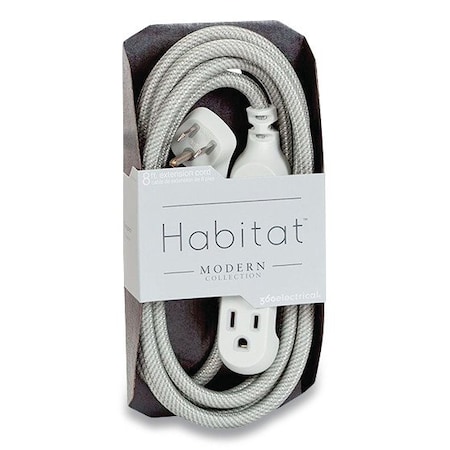 360 Electrical Habitat Accent Collection Braided AC Extension Cord, 8 ft, 13 A, Tungsten 360426